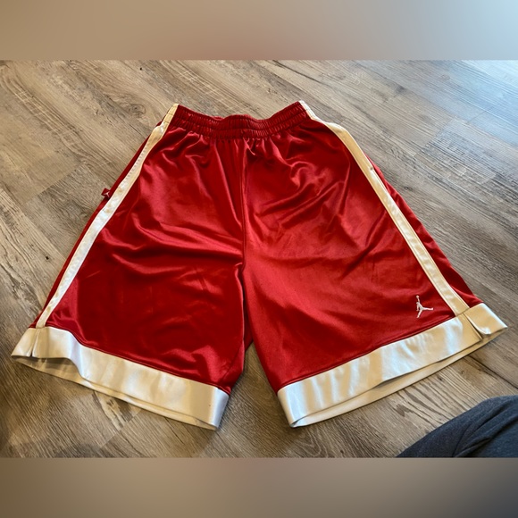 Jordan Shorts Jordan Mens Basketball Shorts Red White Size Medium